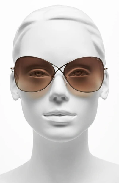Shop Tom Ford Colette 63mm Oversized Sunglasses In Shiny Rose Gold/ Dark Brown