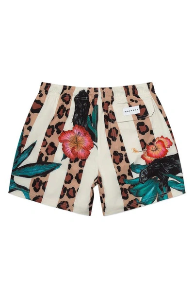 Mavrans Leo Pantera Performance Swim Trunks In Ivory