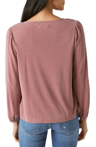 Shop Lucky Brand Tie Front Top In Rose Brown