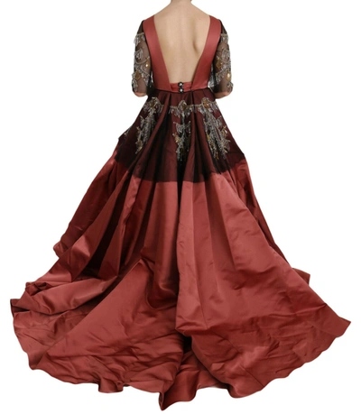 Shop Dolce & Gabbana Crystal Chandelier Silk Princess Gown Women's Dress In Pink