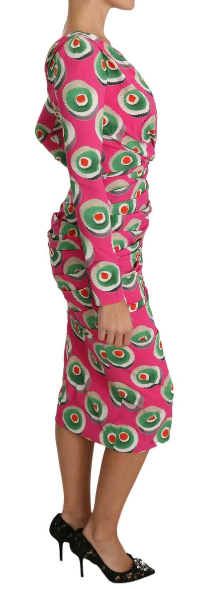 Dolce & Gabbana Pink Silk Cup Cake Sheath Stretch  Dress In Pink