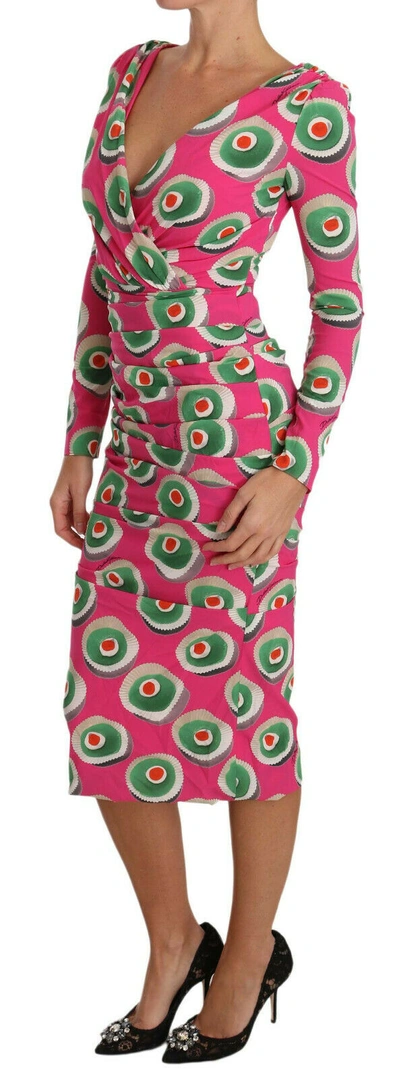 Dolce & Gabbana Pink Silk Cup Cake Sheath Stretch  Dress In Pink