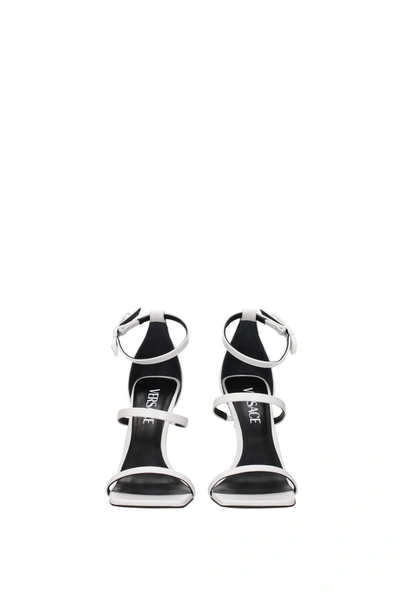 Shop Versace Sandals Leather White Optic White