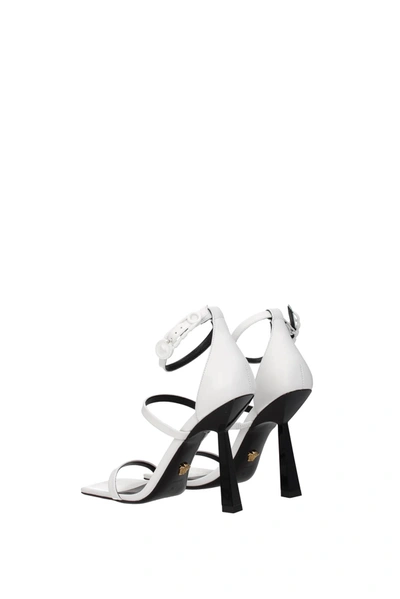 Shop Versace Sandals Leather White Optic White