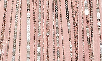 Mac Duggal Stripe Sequin V-neck Gown In Rose