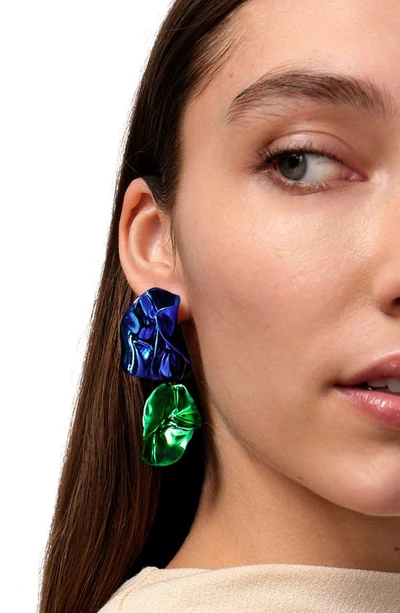 Shop Sterling King Flashback Fold Drop Earrings In Cobalt Emerald