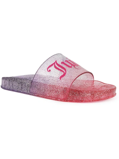 Shop Juicy Couture Bex Womens Glitter Open Toe Slide Sandals In Pink