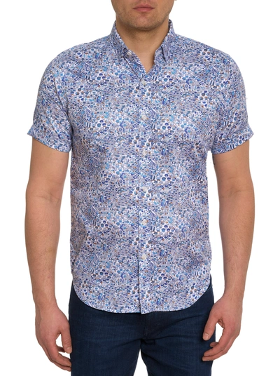 Shop Robert Graham Lakeport Short Sleeve Button Down Shirt In Blue