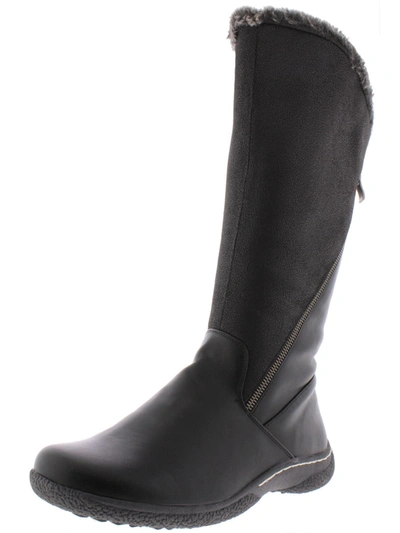 Shop Wanderlust Teo Womens Faux Leather Faux Fur Trim Knee-high Boots In Black
