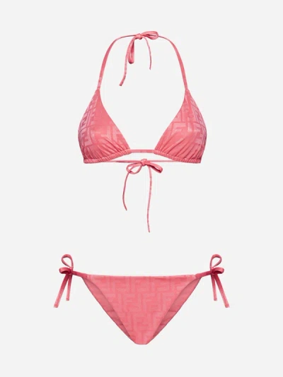 Shop Fendi Ff Motif Triangle Bikini In Pink