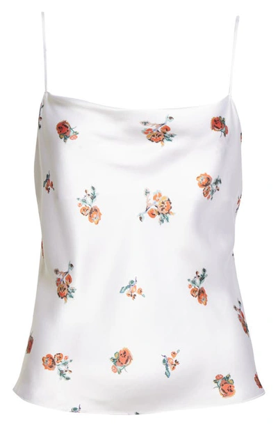 Shop Vince Floral Silk Camisole In Optic White