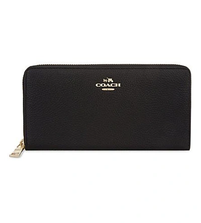Shop Coach Accordion Zip-around Leather Wallet In Li/black