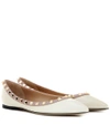 Valentino 10mm Rockstud Leather Flats In White