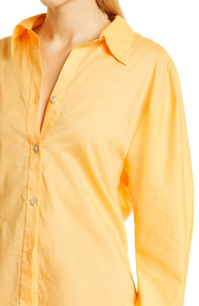 Shop Vince Sculpted Cotton Voile Button-up Shirt In Tangelo
