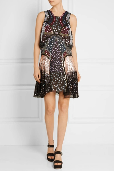 Shop Mary Katrantzou Juno Embellished Silk-chiffon Mini Dress