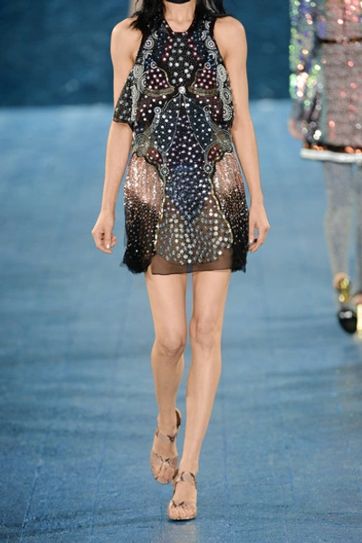 Shop Mary Katrantzou Juno Embellished Silk-chiffon Mini Dress
