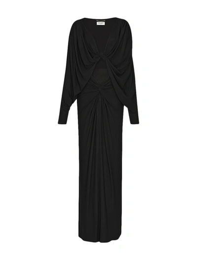 Shop Saint Laurent Dress In Crepe Jersey With Cut-out In Black