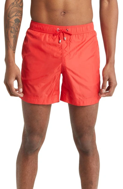 Shop Prince And Bond Easton Logo Swim Trunks In Red