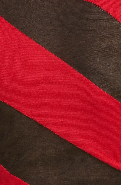 Shop Mowalola Bias Stripe Body-con Midi Dress In Black/ Red