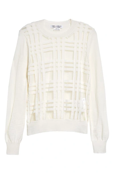 Shop Comme Des Garçons Comme Des Garçons Patchwork Mixed Media Wool Blend Sweater In Off White