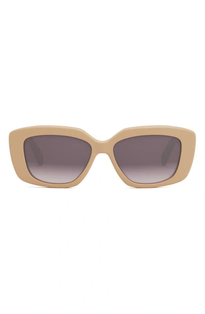 Celine Triomphe 55mm Gradient Rectangular Sunglasses In Shiny Beige / Gradient Brown