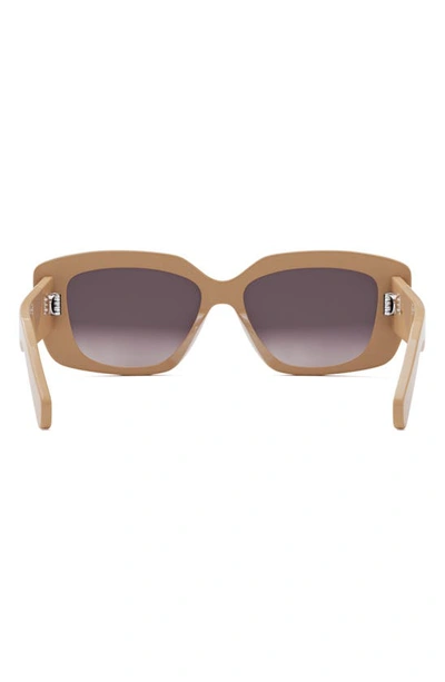 Celine Triomphe 55mm Gradient Rectangular Sunglasses In Shiny Beige / Gradient Brown
