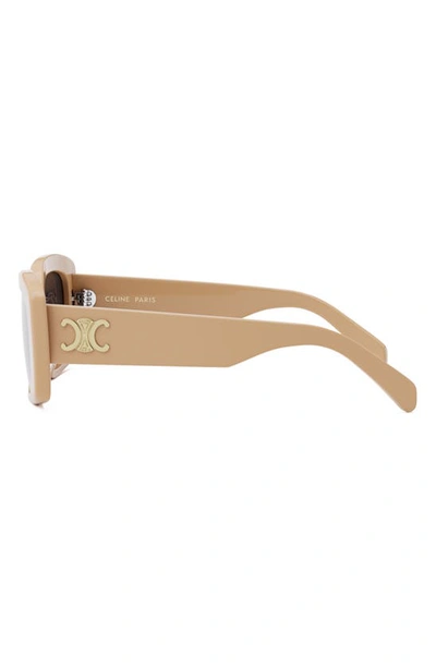 Celine Triomphe 55mm Gradient Rectangular Sunglasses In Shiny Beige / Gradient Brown