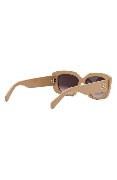 Celine Triomphe 55mm Gradient Rectangular Sunglasses In Shiny Beige / Gradient Brown