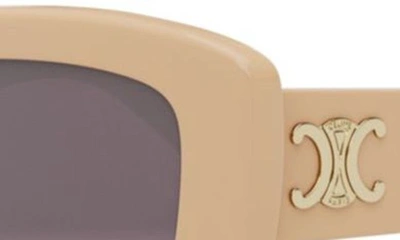 Celine Triomphe 55mm Gradient Rectangular Sunglasses In Shiny Beige / Gradient Brown
