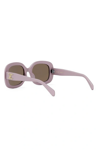 Shop Celine Triomphe 52mm Square Sunglasses In Shiny Pink / Brown