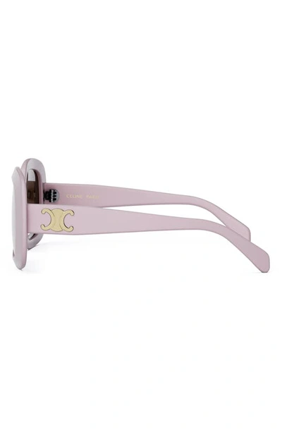 Shop Celine Triomphe 52mm Square Sunglasses In Shiny Pink / Brown