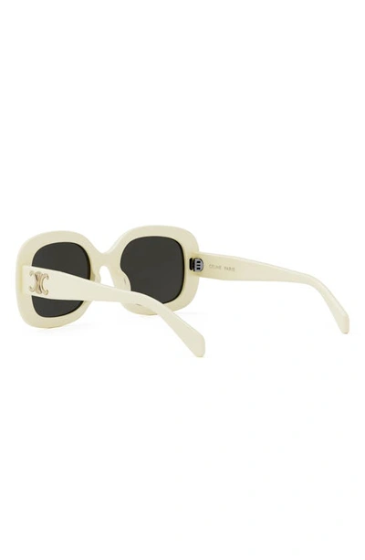 Shop Celine Triomphe 52mm Square Sunglasses In Ivory / Smoke