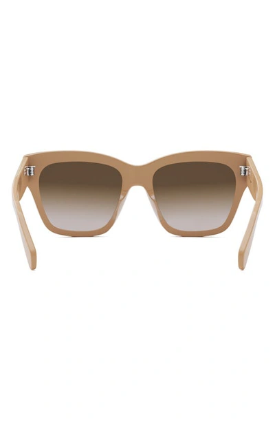 Shop Celine Triomphe 55mm Round Sunglasses In Shiny Beige / Gradient Brown