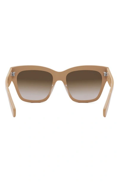 Celine Triomphe 55mm Round Sunglasses In Shiny Beige / Gradient Brown