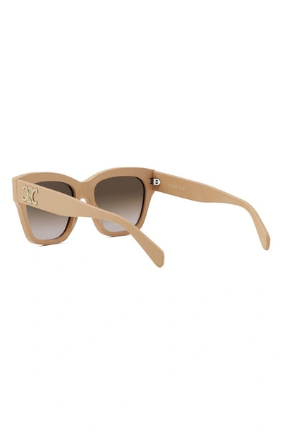 Shop Celine Triomphe 55mm Round Sunglasses In Shiny Beige / Gradient Brown