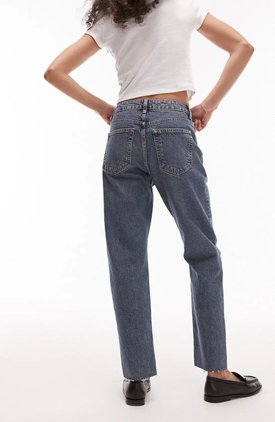 Shop Topshop Straight Leg Jeans In Mid Blue
