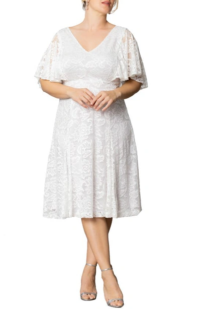 Shop Kiyonna Genevieve Stretch Lace Cocktail Dress In Pearl