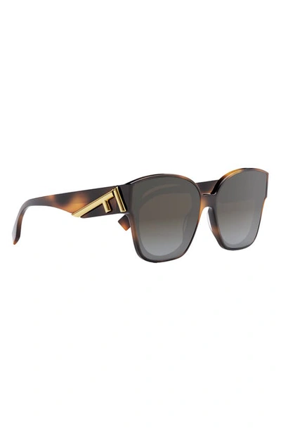 Shop Fendi The  First 63mm Square Sunglasses In Blonde Havana / Gradient Smoke