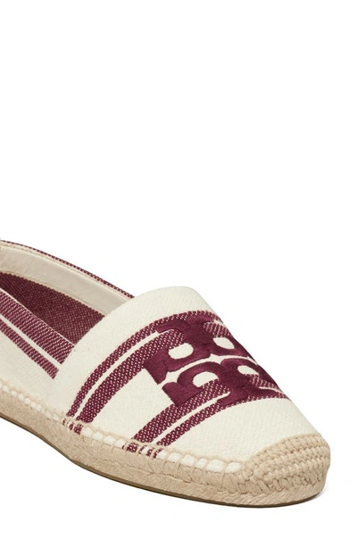 Shop Tory Burch Double T Jacquard Espadrille In Ash White / Vino