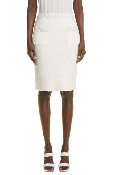 St John St. John Collection Bouclé Twill Knit Skirt In Ecru