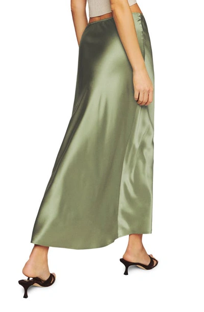 Shop Reformation Layla Silk Skirt In Artichoke