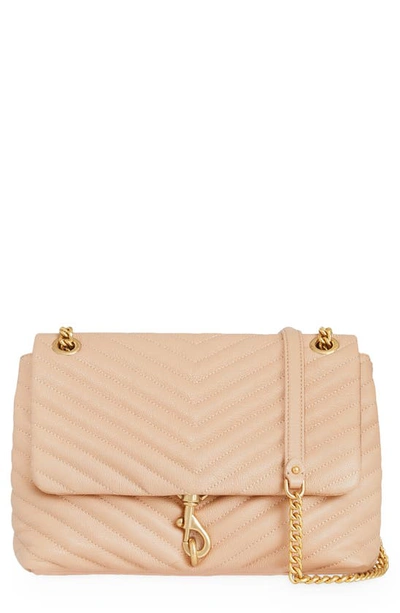 Shop Rebecca Minkoff Edie Quilted Convertible Leather Shoulder Bag In Light Beige