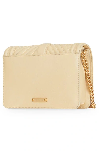 Shop Rebecca Minkoff Small Chevron Quilted Love Leather Crossbody Bag In Latte