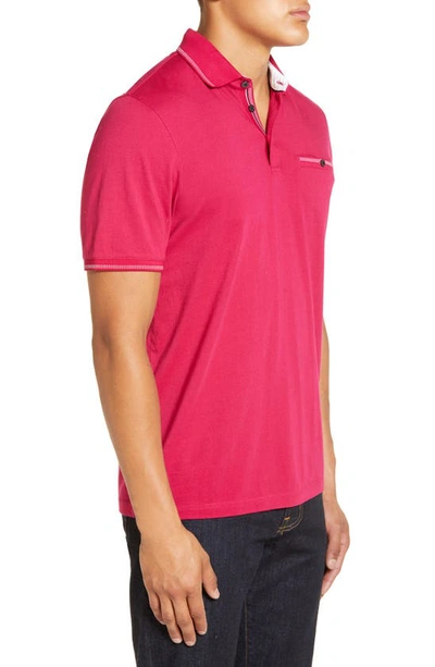 Shop Ted Baker Tortila Slim Fit Tipped Pocket Polo In Deep Pink