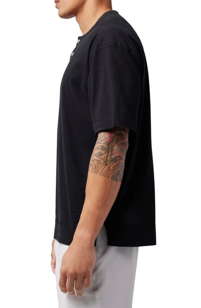 Shop Good Man Brand Short Sleeve Slub Henley In Black