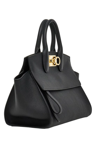 Shop Ferragamo The Studio Soft Small Leather Top-handle Bag In Nero