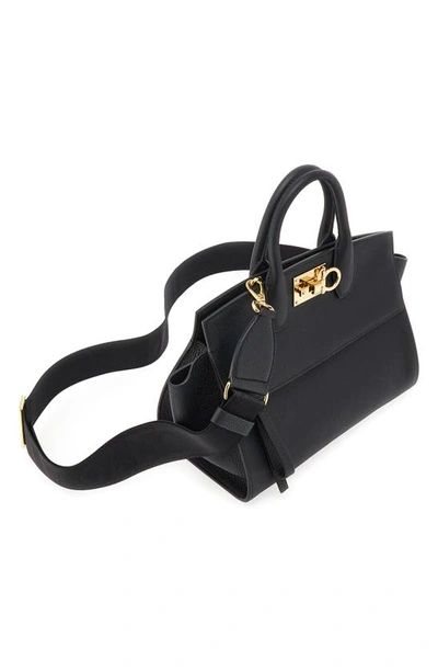 Shop Ferragamo The Studio Soft Small Leather Top-handle Bag In Nero