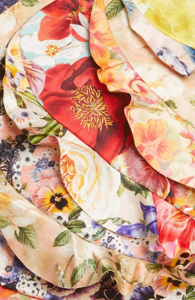 Shop Zimmermann Wonderland Frill Cutout Linen & Silk Minidress In Spliced Multi Floral