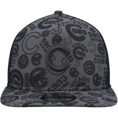 Shop New Era Black Chicago Cubs Repeat A-frame 9fifty Trucker Snapback Hat