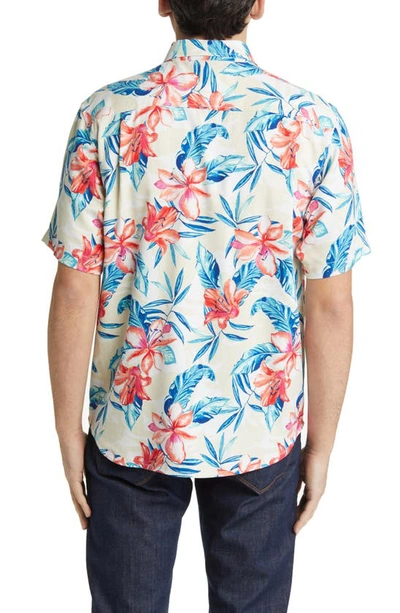 Shop Tommy Bahama Breeze Beach Blooms Short Sleeve Silk Button-up Shirt In Continental